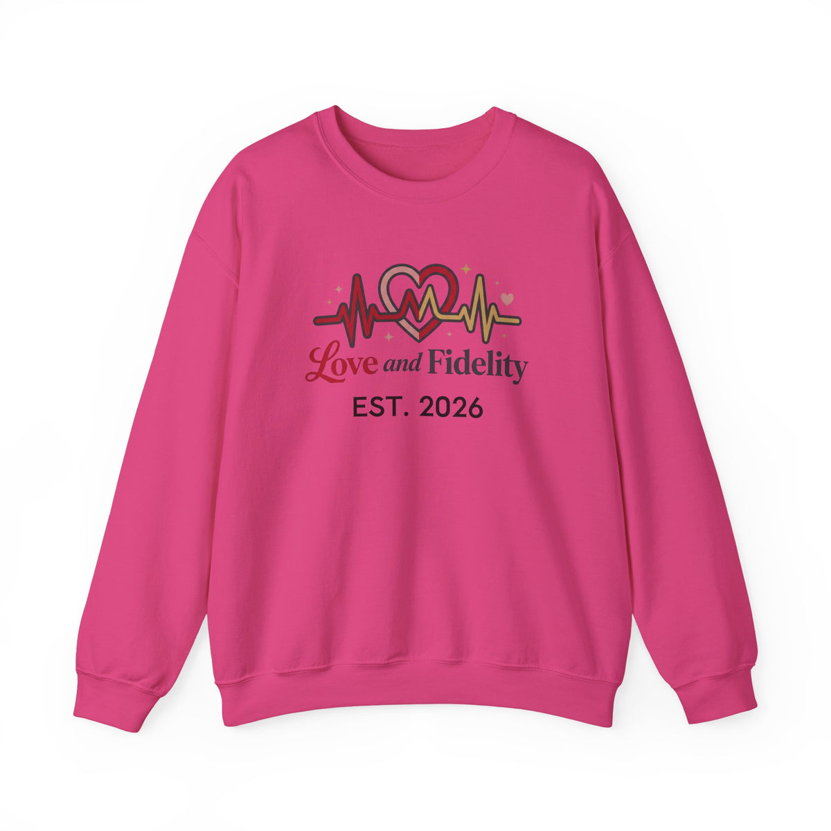 Love and Fidelity Crewneck Sweatshirt – EST. 2026 Heartbeat Design