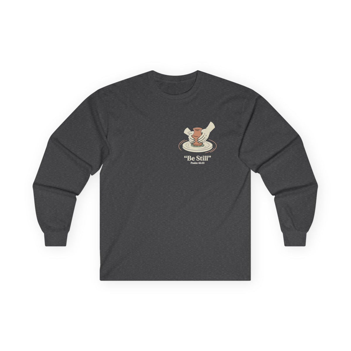 Be Still Potter's Wheel Illustration Long Sleeve Tee | Meditation Shirt
