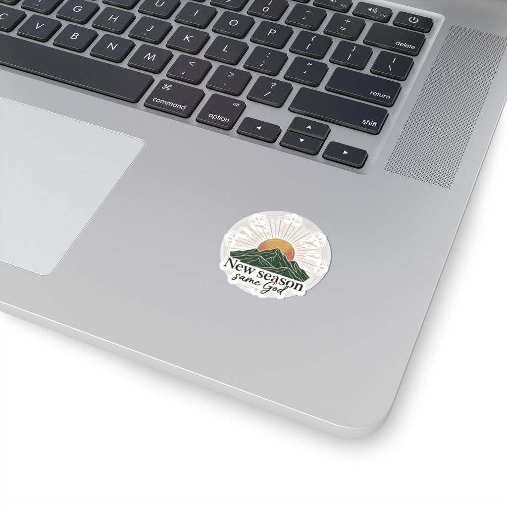 New Season Same God sticker | Mountain sunrise faith kiss-cut sticker