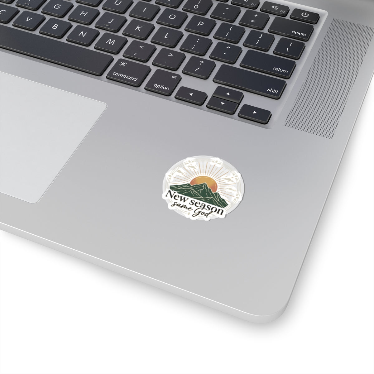New Season Same God sticker | Mountain sunrise faith kiss-cut sticker