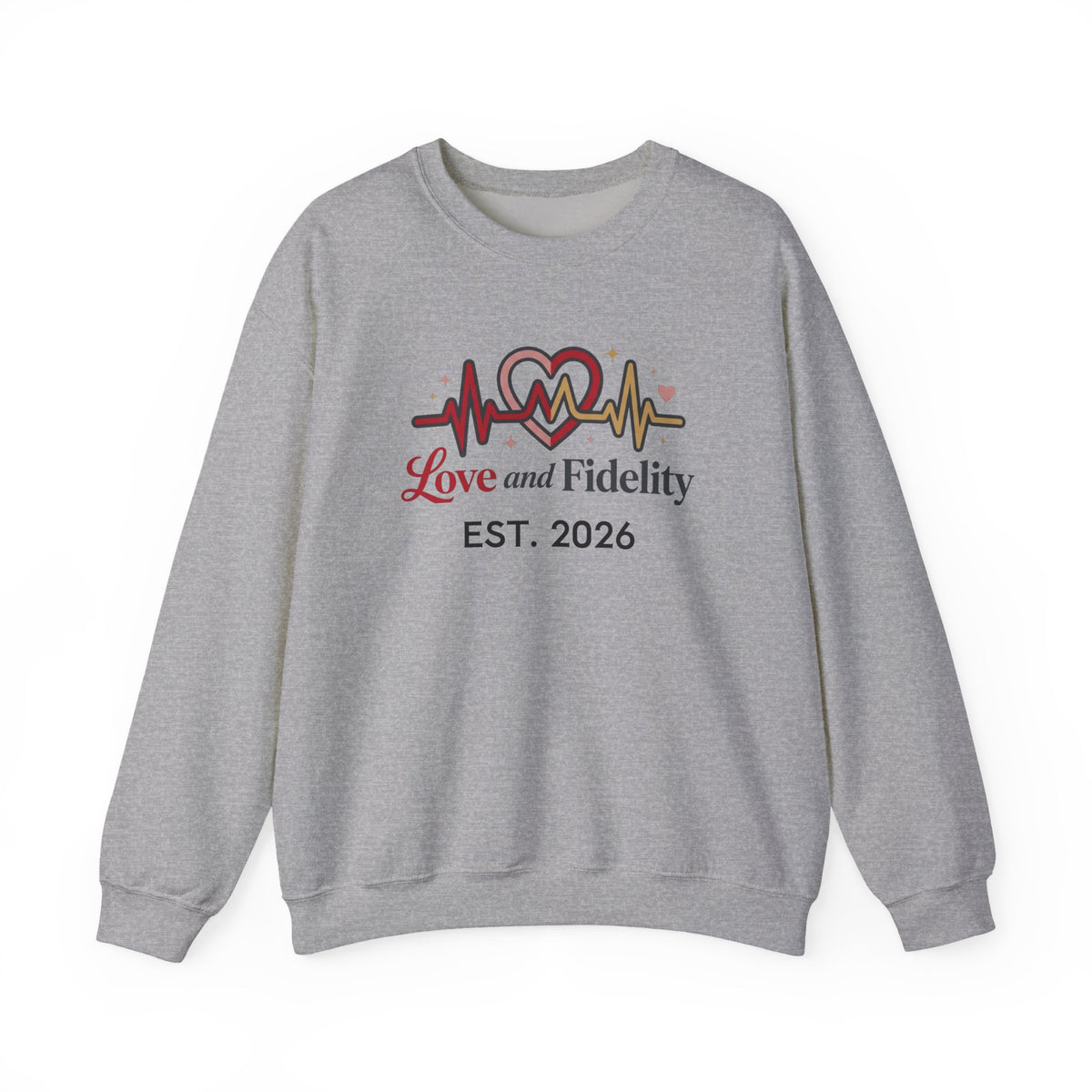Love and Fidelity Crewneck Sweatshirt – EST. 2026 Heartbeat Design
