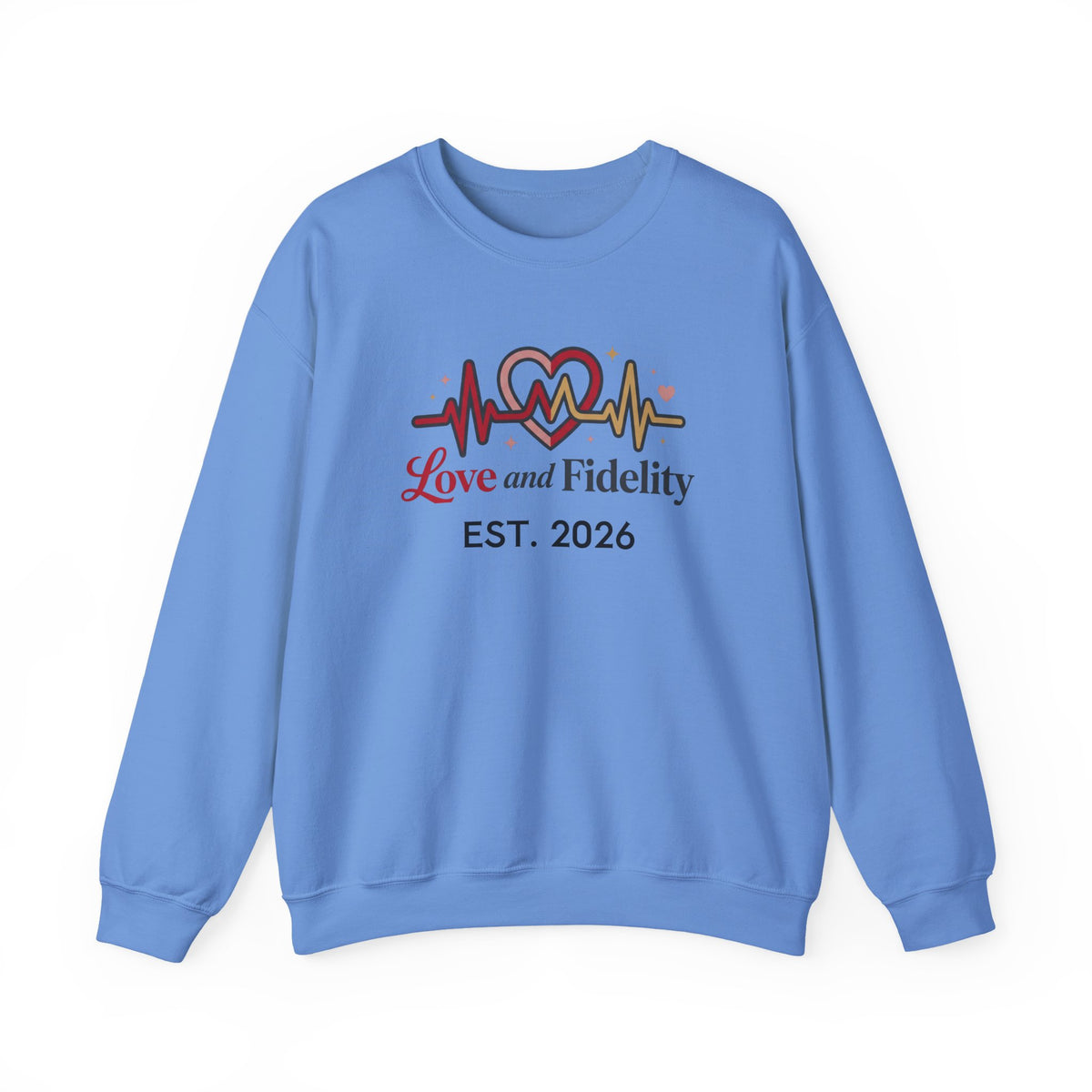 Love and Fidelity Crewneck Sweatshirt – EST. 2026 Heartbeat Design