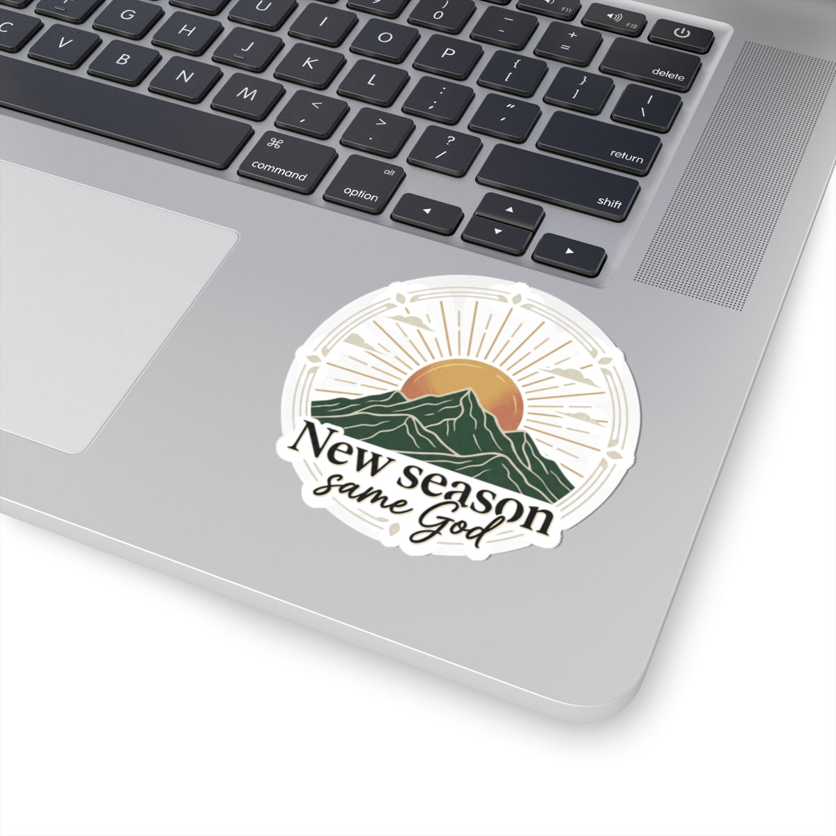New Season Same God sticker | Mountain sunrise faith kiss-cut sticker