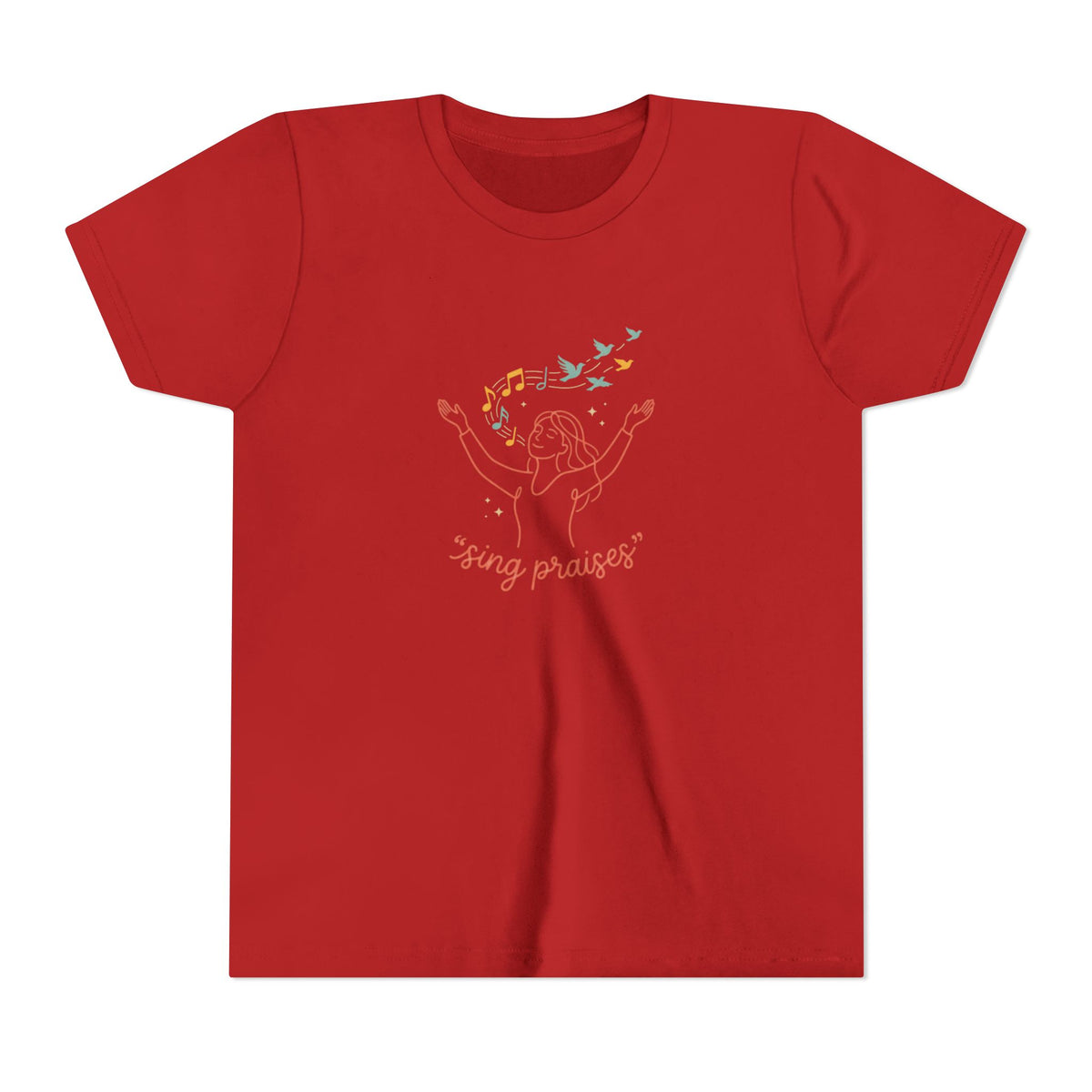 Youth Short Sleeve Tee – “Sing Praises” Faith Shirt with Birds