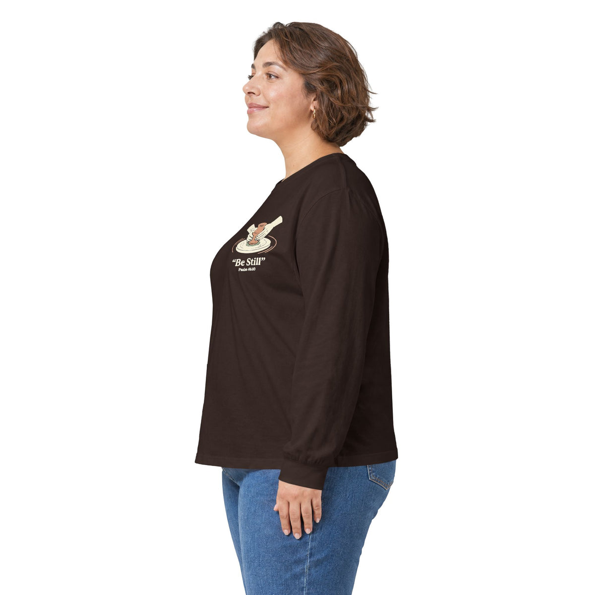 Be Still Potter's Wheel Illustration Long Sleeve Tee | Meditation Shirt