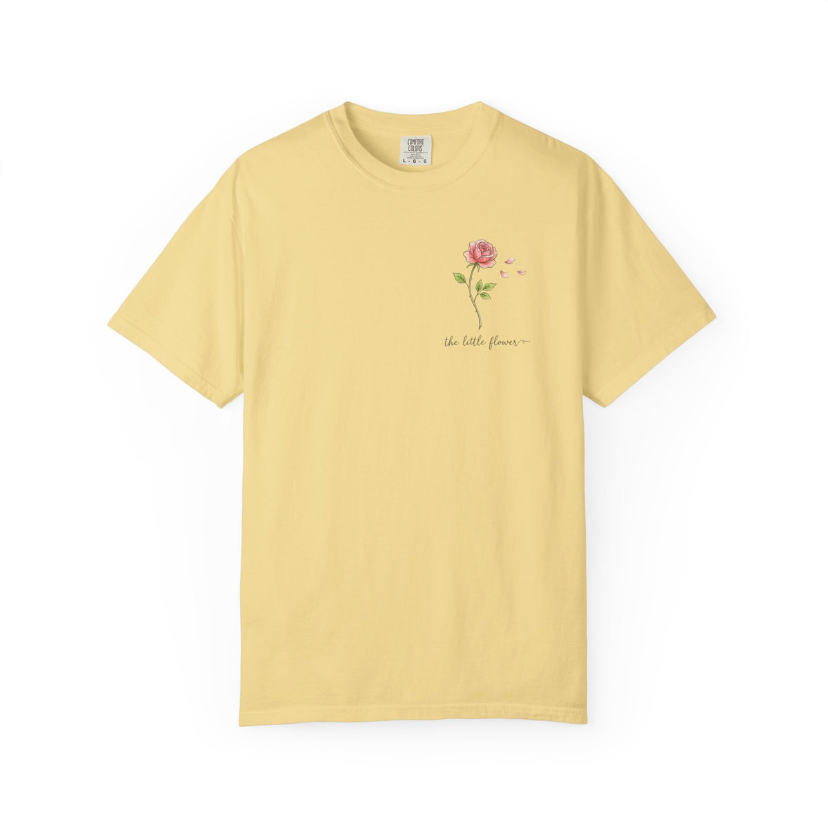 Single Pink Rose Tee | Small Chest Floral Illustration