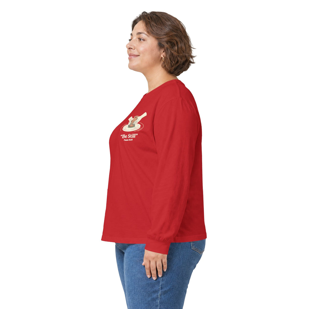 Be Still Potter's Wheel Illustration Long Sleeve Tee | Meditation Shirt