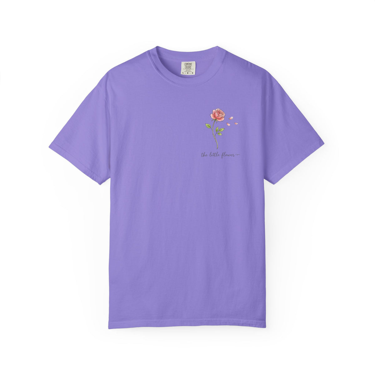 Single Pink Rose Tee | Small Chest Floral Illustration