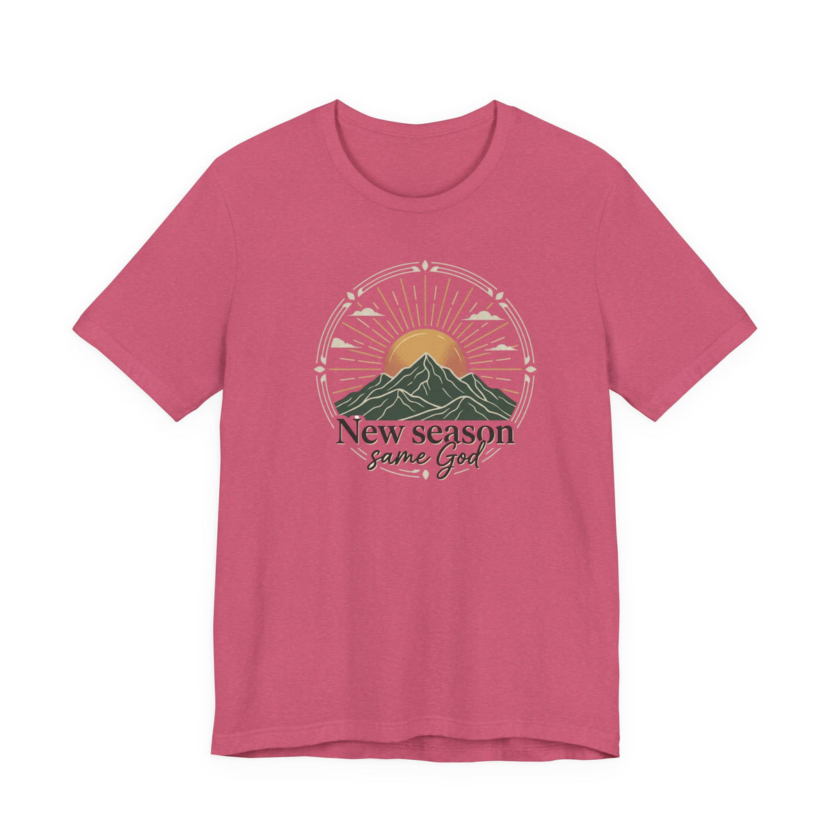 New Season Same God T-Shirt | Sunrise Mountain Faith Tee