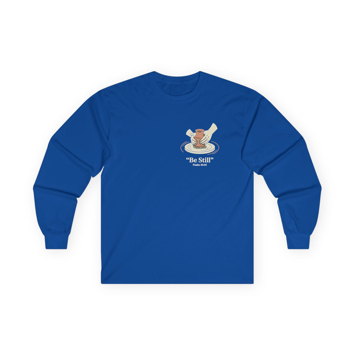 Be Still Potter's Wheel Illustration Long Sleeve Tee | Meditation Shirt
