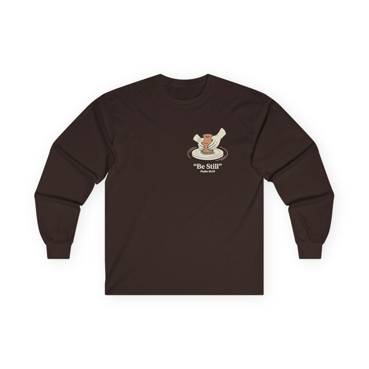 Be Still Potter's Wheel Illustration Long Sleeve Tee | Meditation Shirt