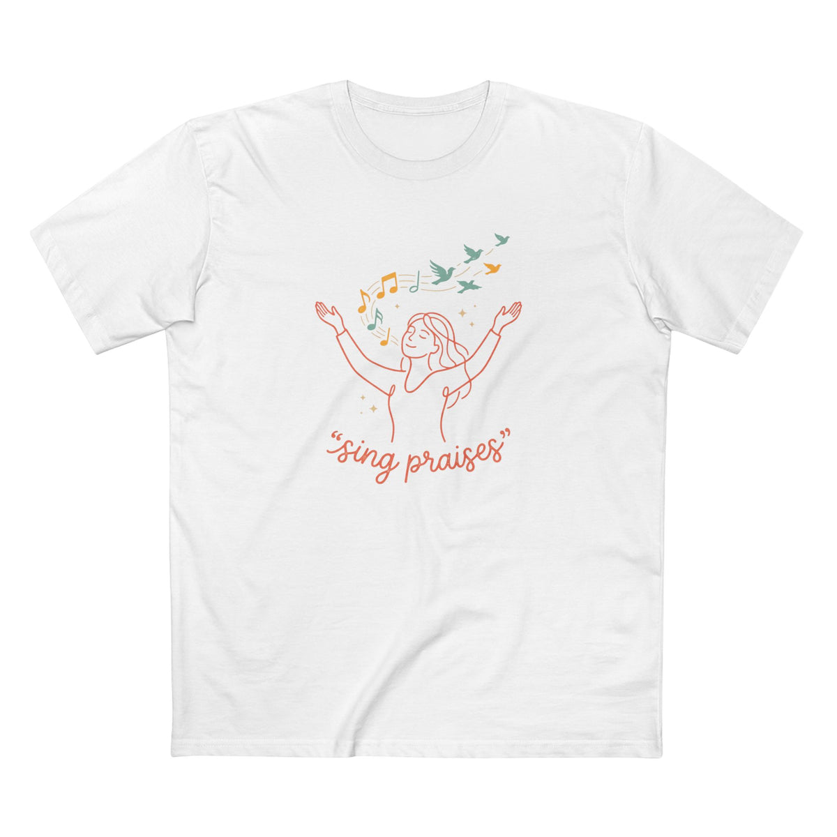 Sing Praises tee | Christian worship graphic t-shirt, musical birds design