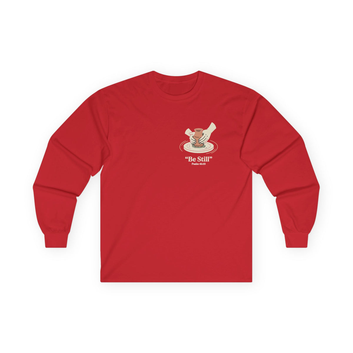 Be Still Potter's Wheel Illustration Long Sleeve Tee | Meditation Shirt