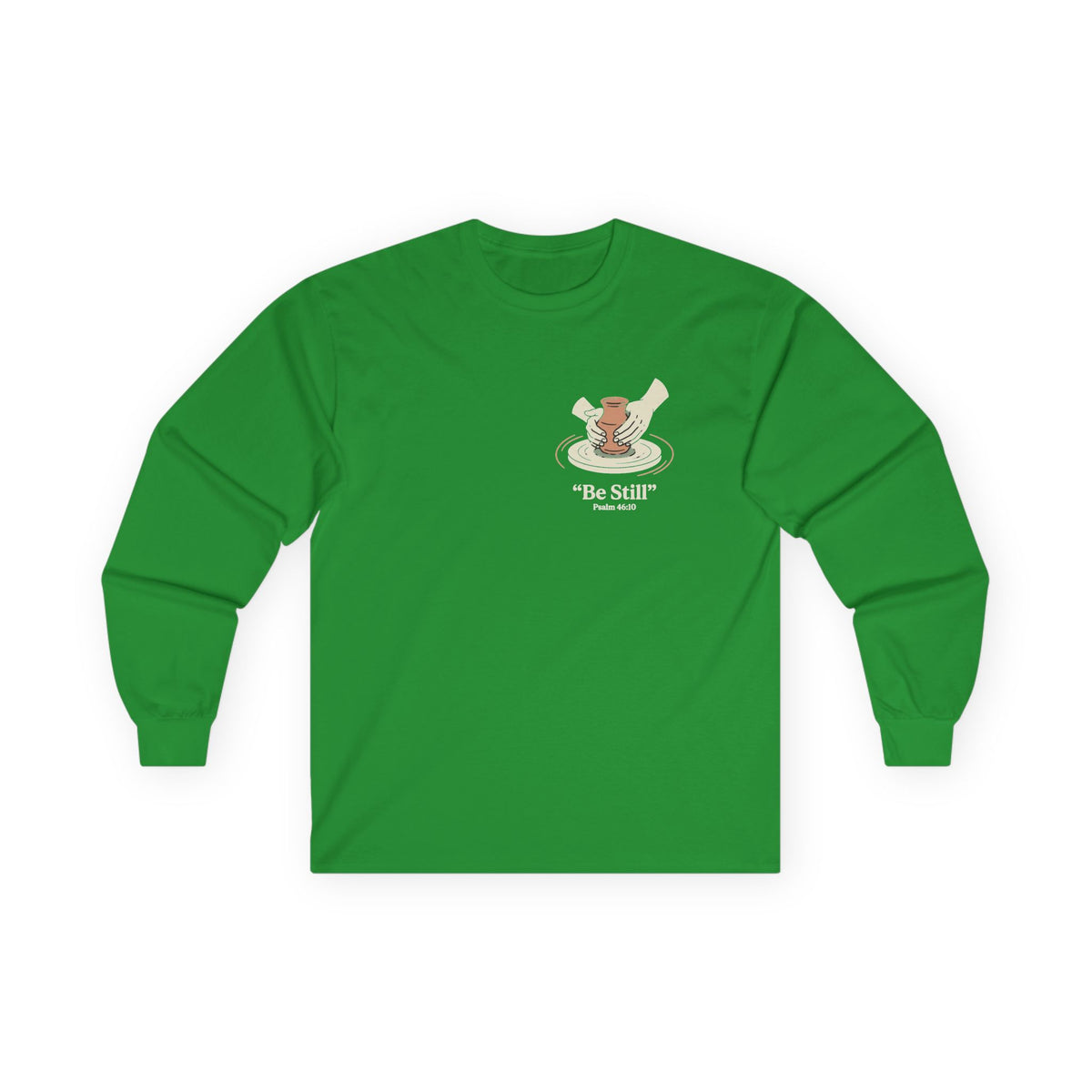 Be Still Potter's Wheel Illustration Long Sleeve Tee | Meditation Shirt