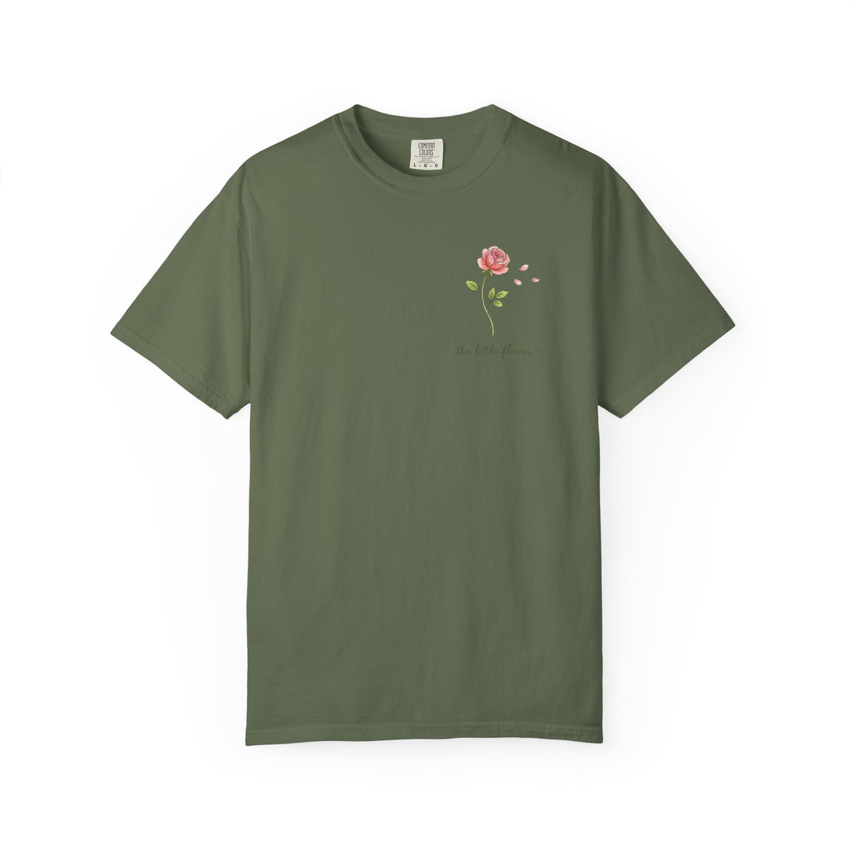 Single Pink Rose Tee | Small Chest Floral Illustration