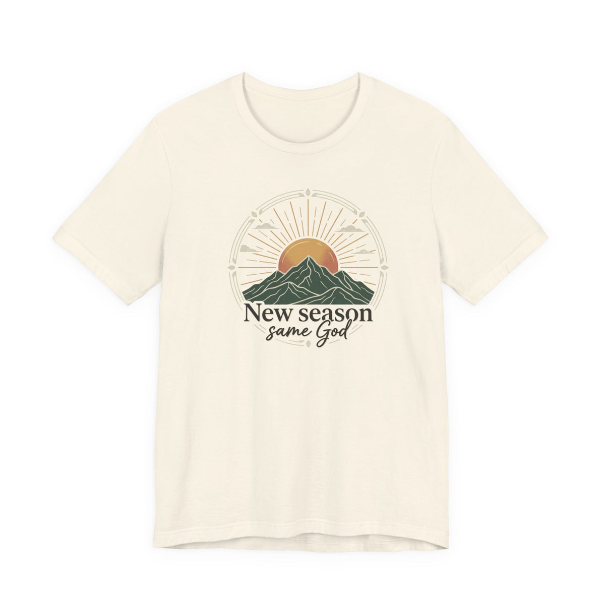 New Season Same God T-Shirt | Sunrise Mountain Faith Tee