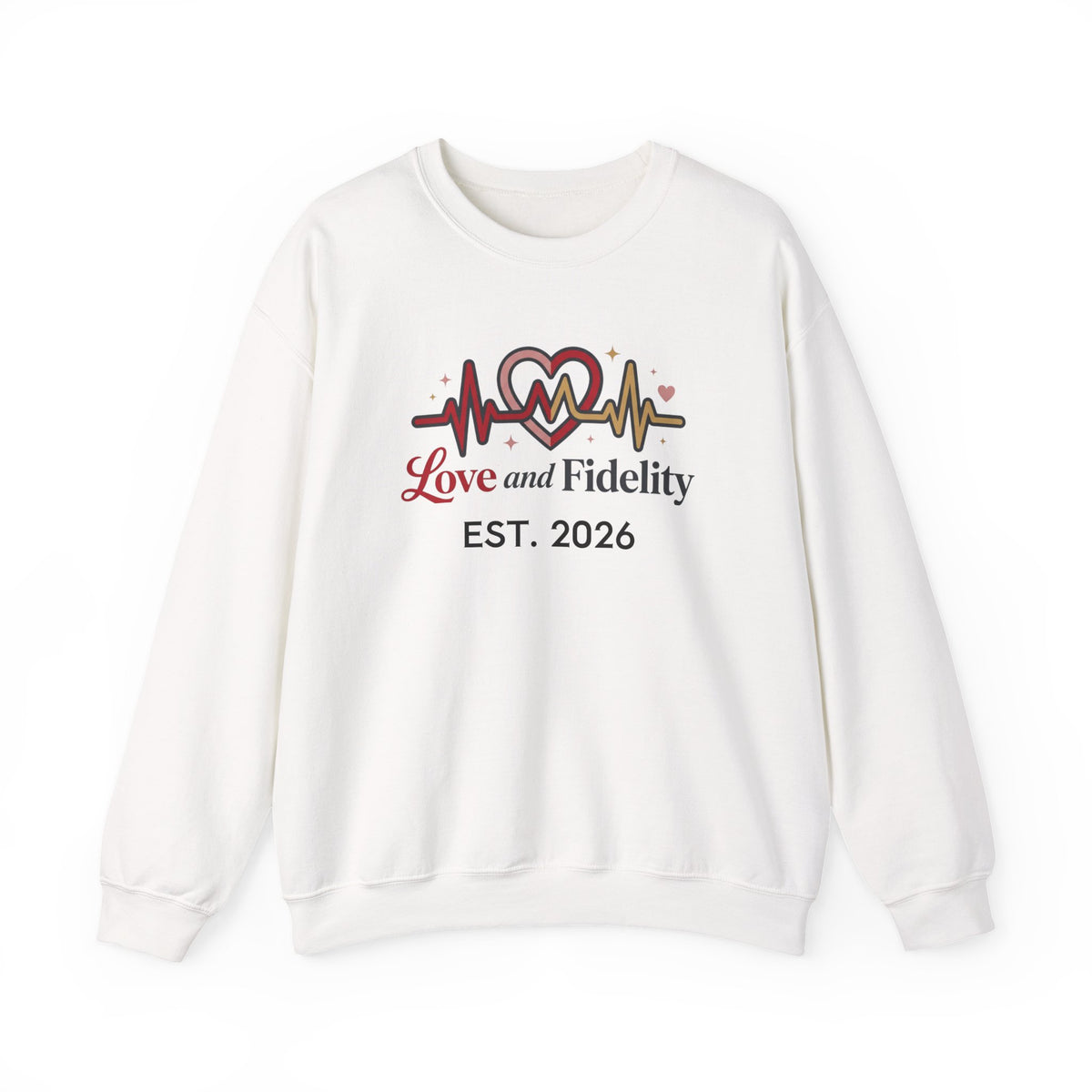 Love and Fidelity Crewneck Sweatshirt – EST. 2026 Heartbeat Design