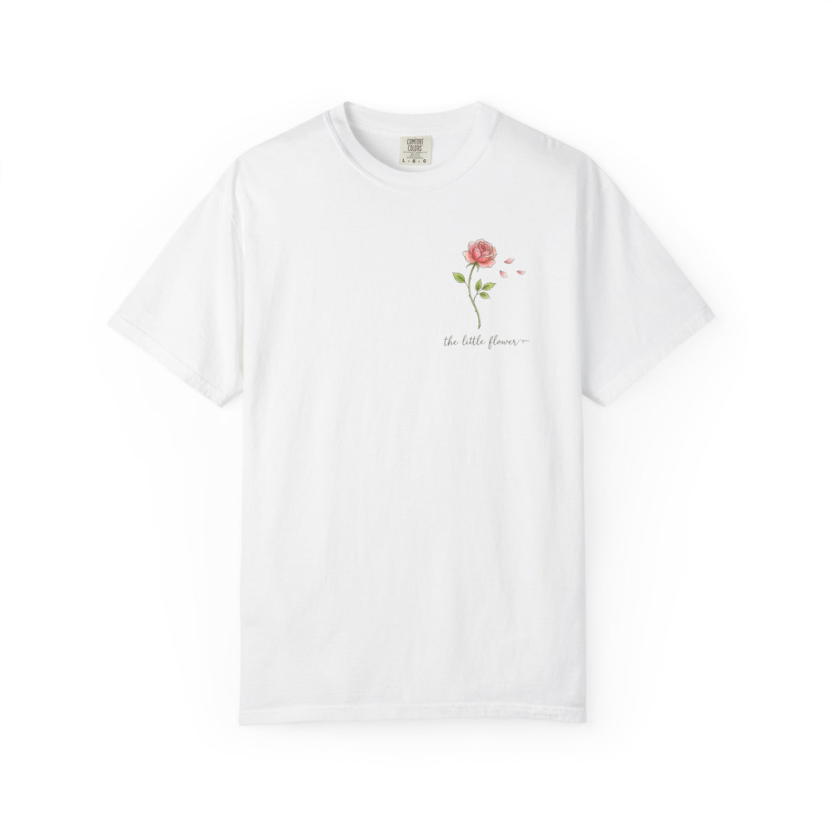 Single Pink Rose Tee | Small Chest Floral Illustration