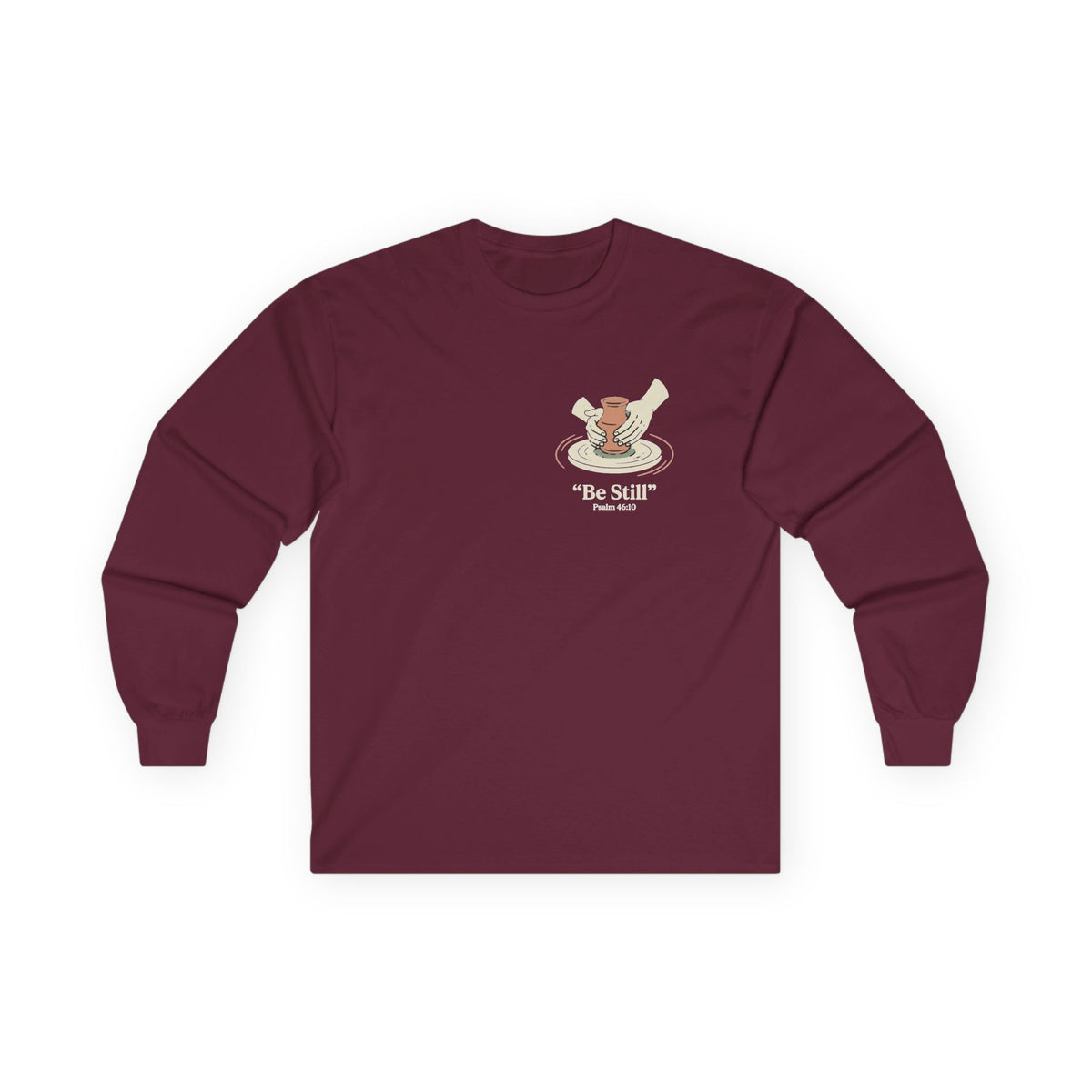 Be Still Potter's Wheel Illustration Long Sleeve Tee | Meditation Shirt