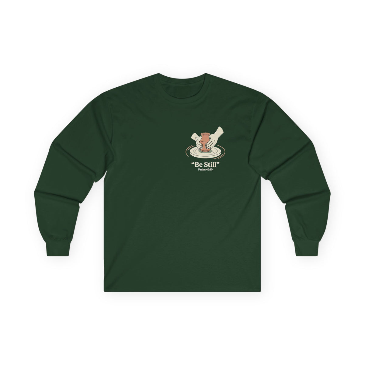 Be Still Potter's Wheel Illustration Long Sleeve Tee | Meditation Shirt