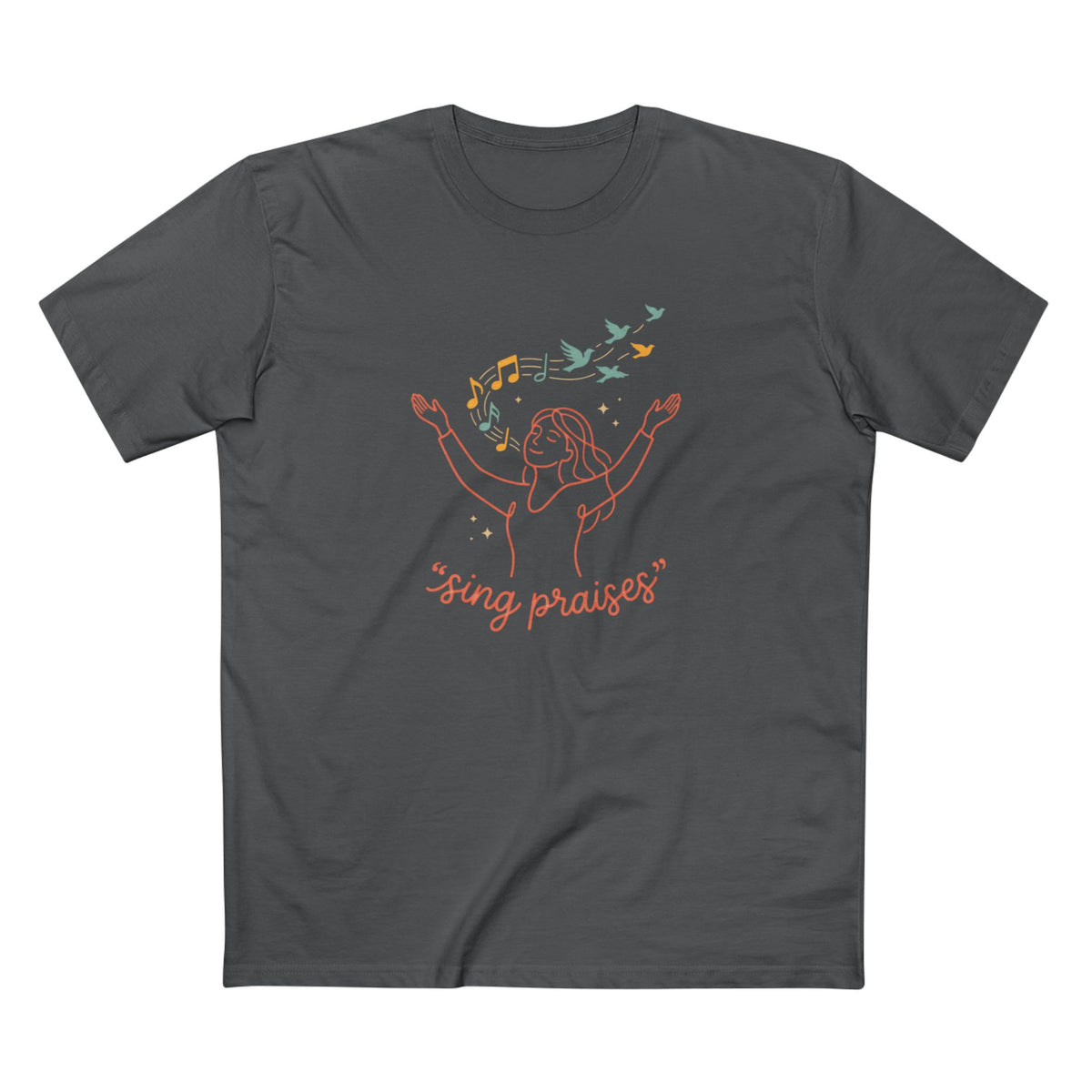 Sing Praises tee | Christian worship graphic t-shirt, musical birds design