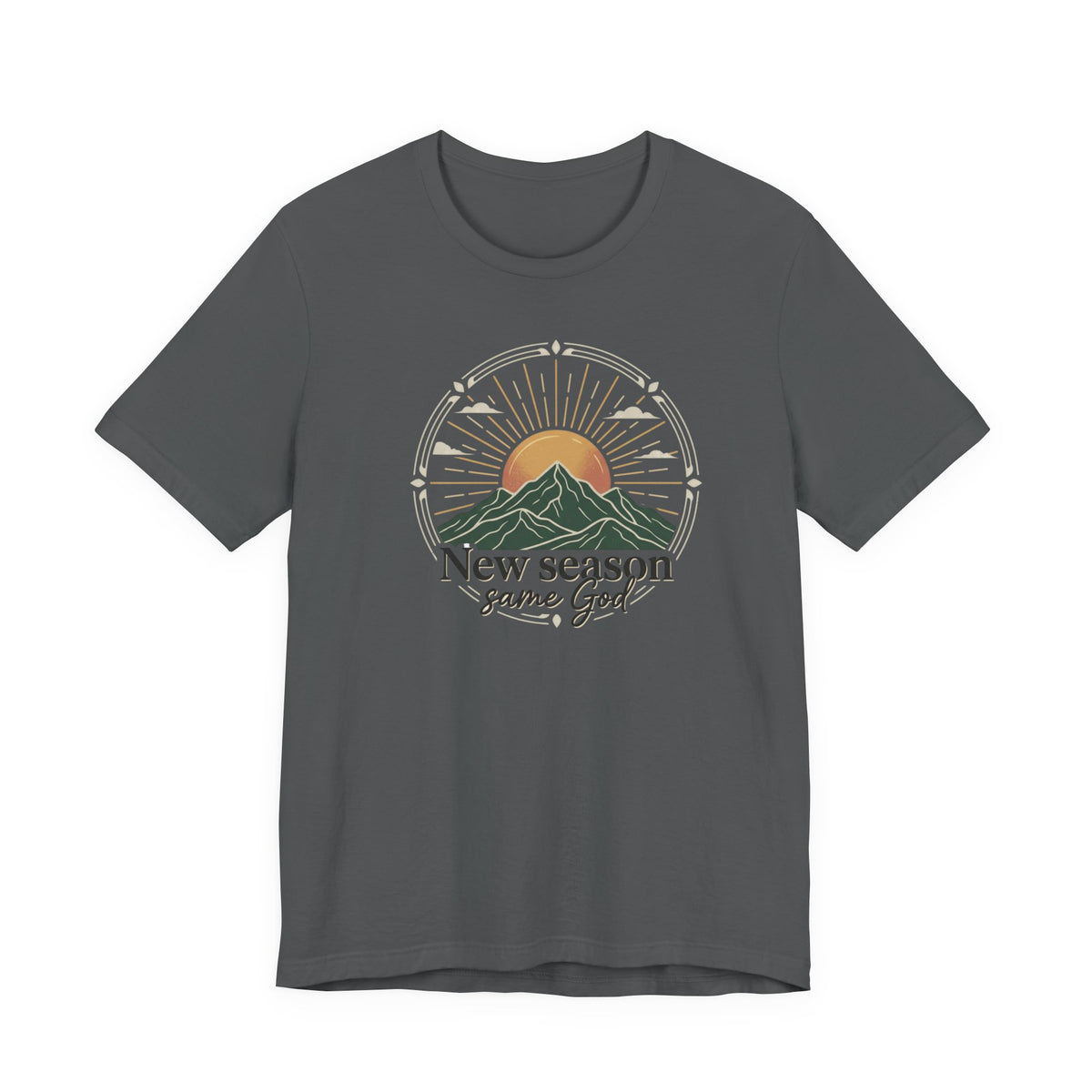 New Season Same God T-Shirt | Sunrise Mountain Faith Tee