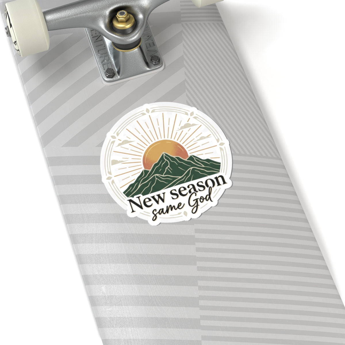 New Season Same God sticker | Mountain sunrise faith kiss-cut sticker