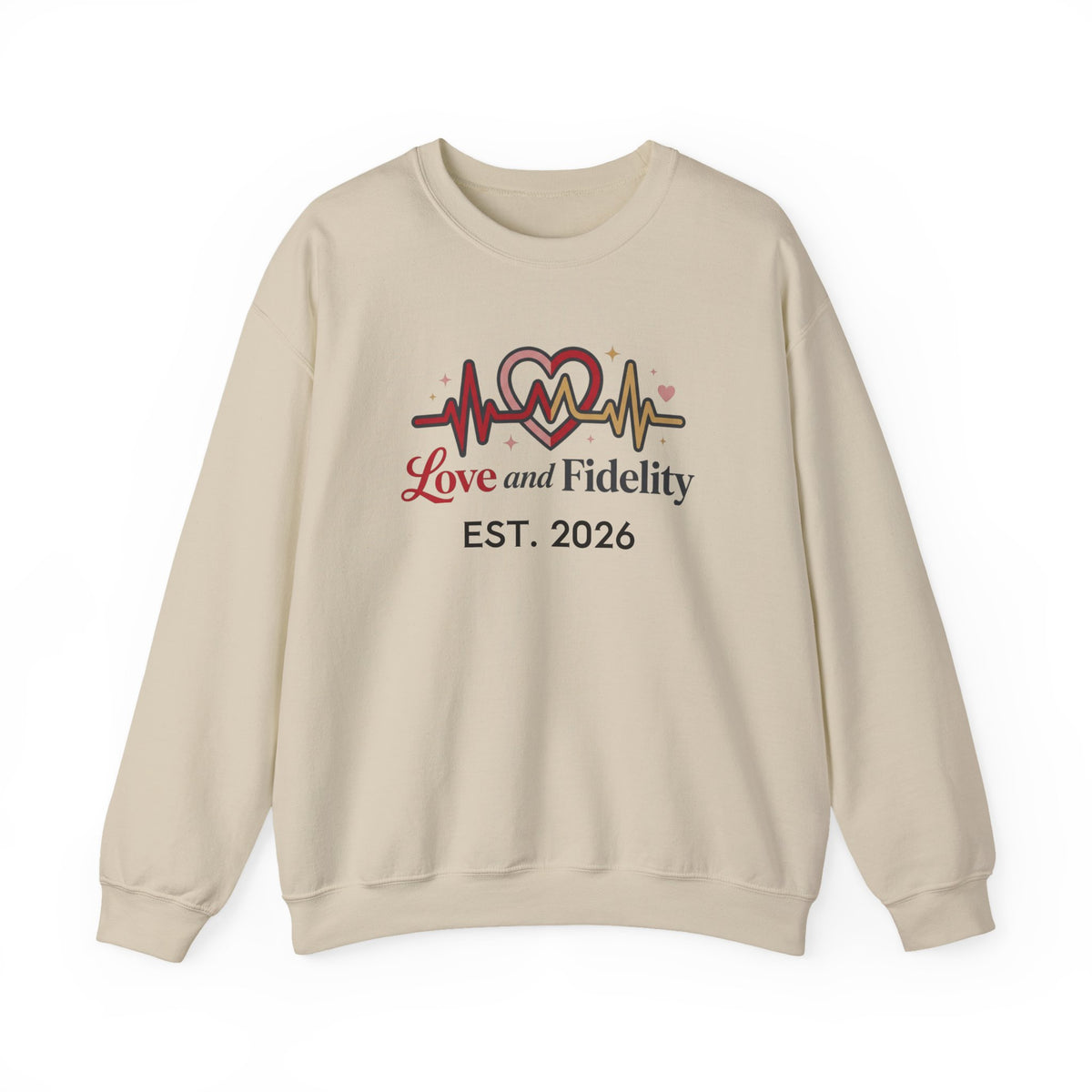 Love and Fidelity Crewneck Sweatshirt – EST. 2026 Heartbeat Design