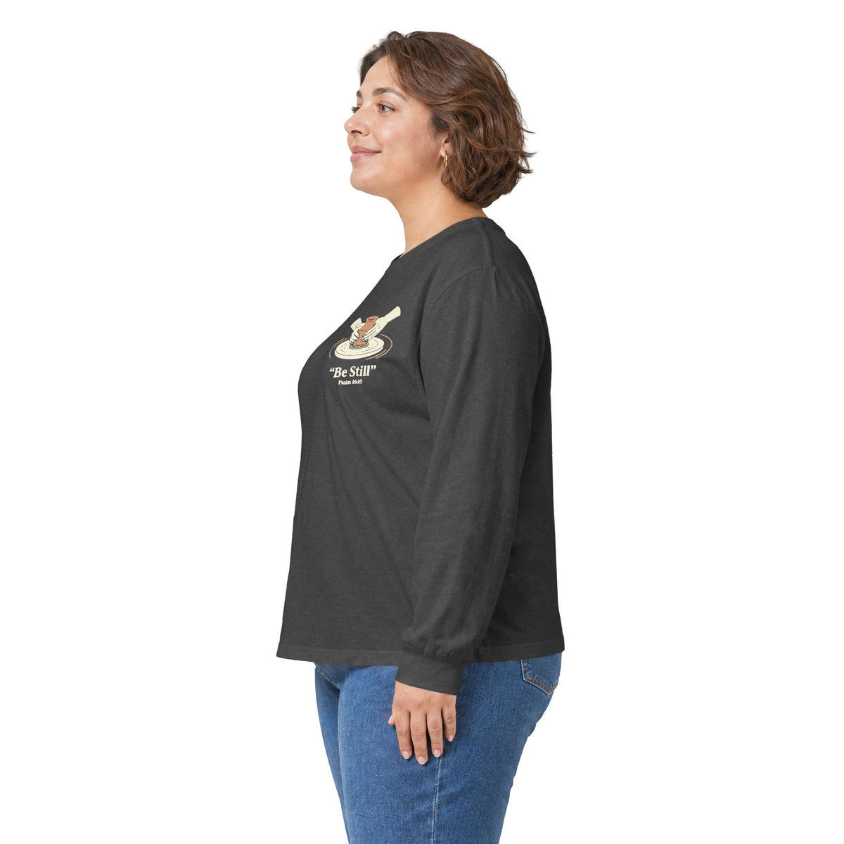 Be Still Potter's Wheel Illustration Long Sleeve Tee | Meditation Shirt